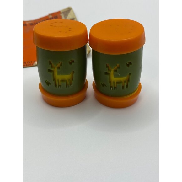 Vintage Deer & Human Orange/Green Salt & Pepper Shakers By St. Labre Indian Scho - Picture 3 of 6
